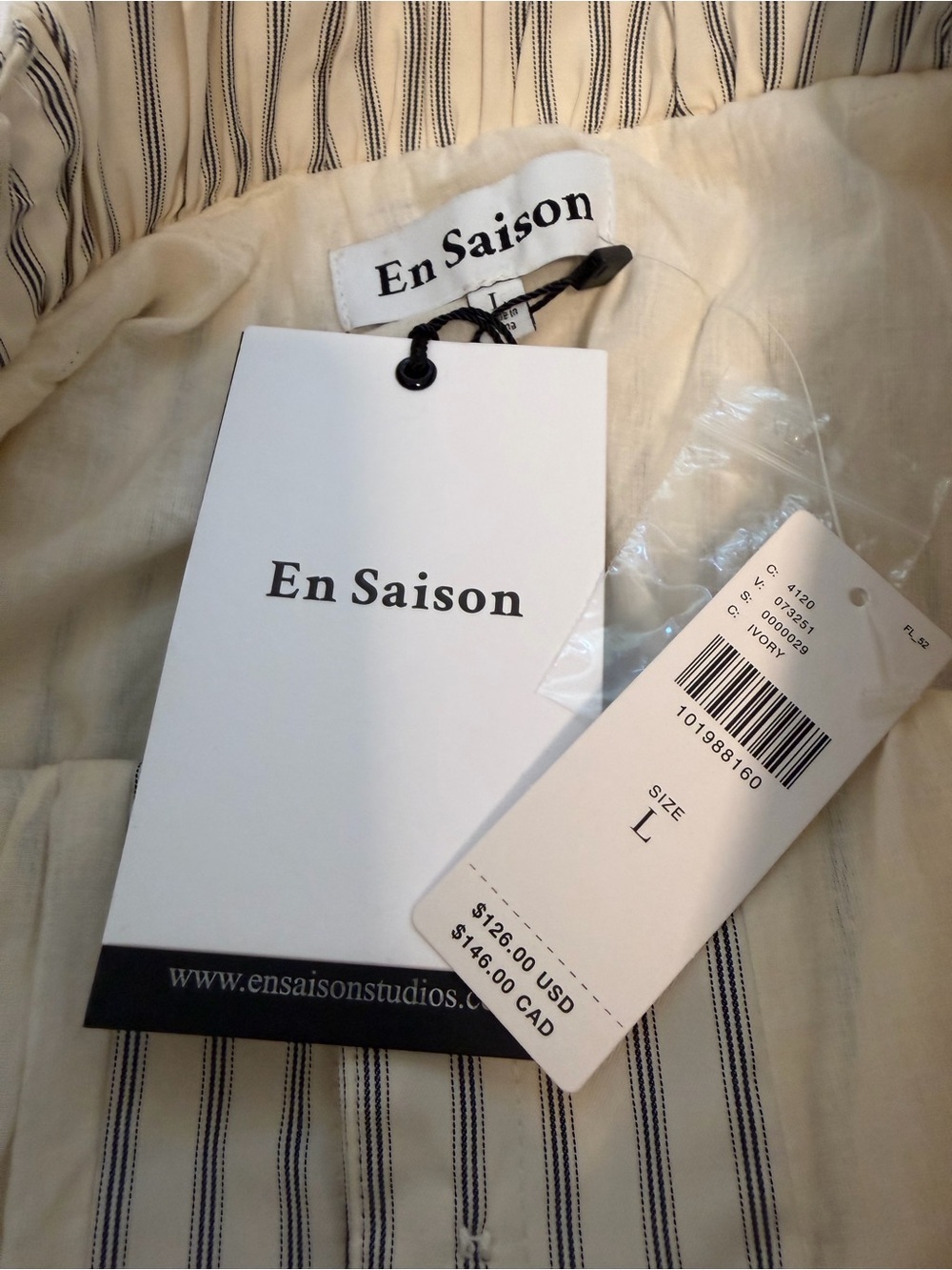 Anthropologie En Saison Striped Button-Front Midi Skirt - ivory/navy - Picture 7 of 8